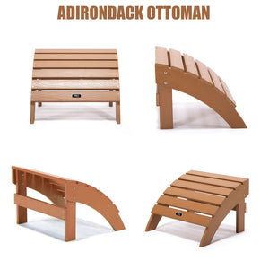 English Elm Tale Adirondack Footrest Weatherproof Plastic Wood Outdoor Patio Deck Ottoman Brown OM01BN