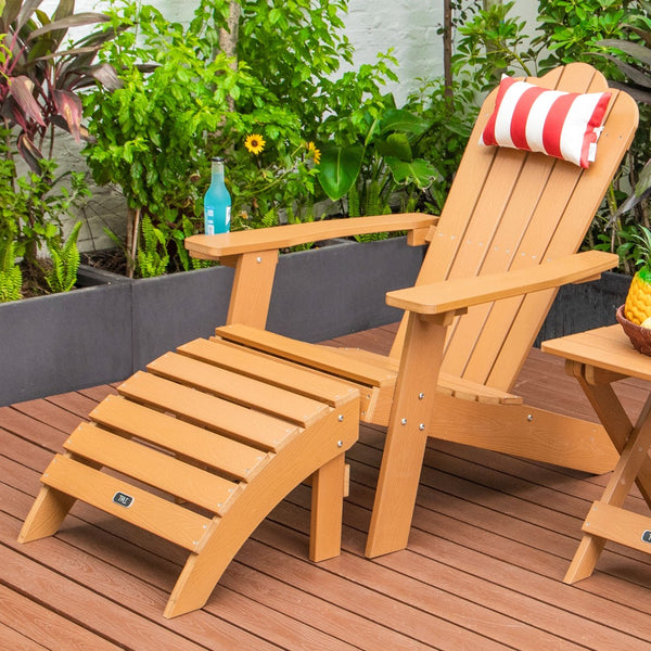 English Elm Tale Adirondack Footrest Weatherproof Plastic Wood Outdoor Patio Deck Ottoman Brown OM01BN