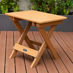 English Elm Tale Adirondack Folding Side Table Weather Resistant Composite Wood Grain Outdoor Patio FT01BN