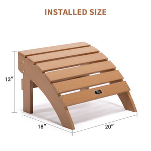 English Elm Tale Adirondack Footrest Weatherproof Plastic Wood Outdoor Patio Deck Ottoman Brown OM01BN