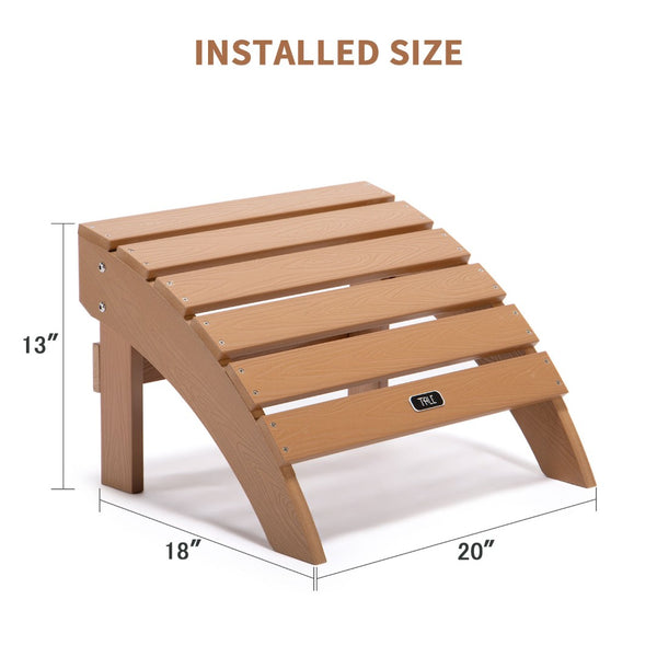 English Elm Tale Adirondack Footrest Weatherproof Plastic Wood Outdoor Patio Deck Ottoman Brown OM01BN