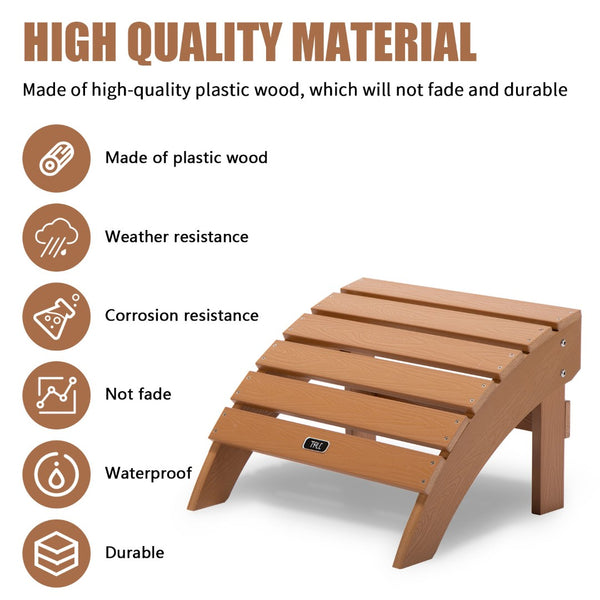 English Elm Tale Adirondack Footrest Weatherproof Plastic Wood Outdoor Patio Deck Ottoman Brown OM01BN