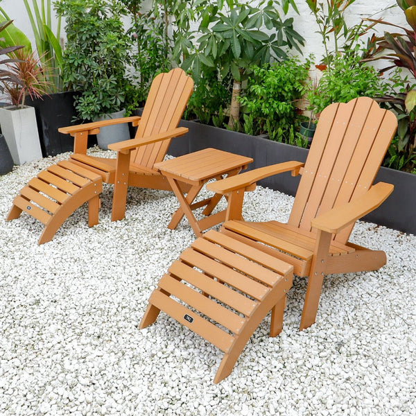 English Elm Tale Adirondack Footrest Weatherproof Plastic Wood Outdoor Patio Deck Ottoman Brown OM01BN