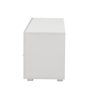 English Elm White Modern TV Stand with 16-Color LED Bloom Panels, High-Gloss UV Finish, Stylish Storage for Living Spaces W67936012
