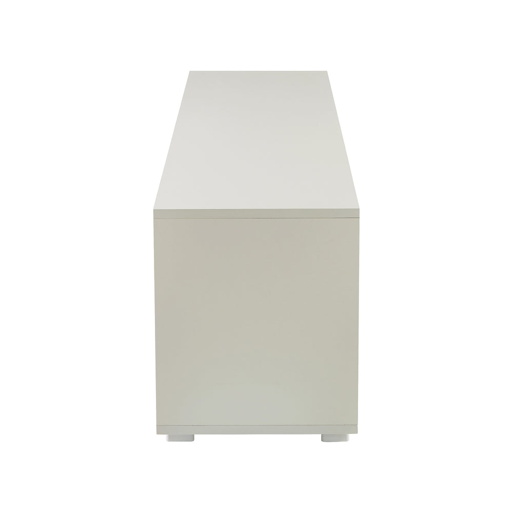 English Elm FashionTV LED TV Stand with 16 RGB Backlight, Remote, Sturdy E1 Particleboard Cabinet, White/Dark Gray W67936019