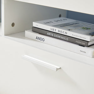 English Elm FashionTVstandTVcabinet,EntertainmentCenter,TVstationTV Modern White Media Console with 16 RGB LED Backlight & Remote Control, Durable Wood W67933539