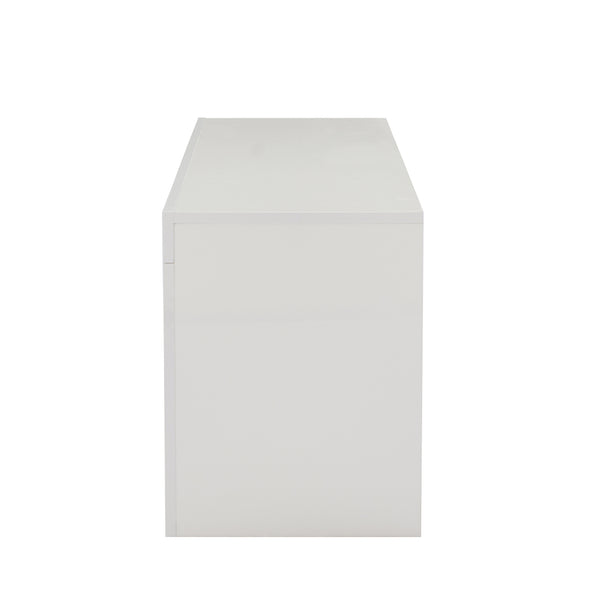 English Elm FashionTVstandTVcabinet,EntertainmentCenter,TVstationTV Modern White Media Console with 16 RGB LED Backlight & Remote Control, Durable Wood W67933539