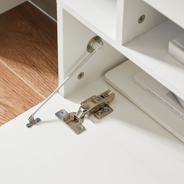 English Elm FashionTVstandTVcabinet,EntertainmentCenter,TVstationTV Modern White Media Console with 16 RGB LED Backlight & Remote Control, Durable Wood W67933539