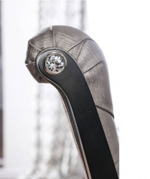 English Elm Amina Gray Transitional Dining Chairs Set of 2 - Button Tufted Leatherette, Scrolled Back Accent Seats CM3219GY-SC