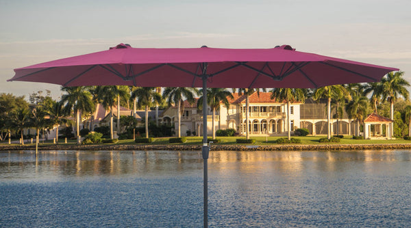English Elm 15Ftx9FtDouble-Sided Extra Large Oval Patio Umbrella 180"x108" Waterproof Crank Lift UV40+ Wind Vent Durable Steel Frame Shade W65627935