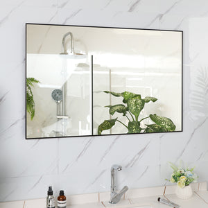English Elm 36x24 Contemporary Black Mirror with Aluminum Frame, Explosion-Proof Glass, Vertical or Horizontal Mounting for Bathroom Bedroom Entryway Decor W70837198