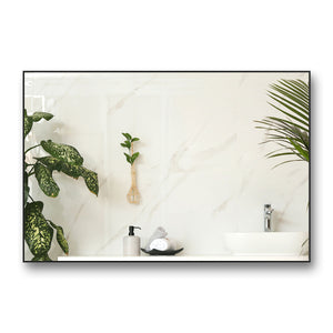 English Elm 36x24 Contemporary Black Mirror with Aluminum Frame, Explosion-Proof Glass, Vertical or Horizontal Mounting for Bathroom Bedroom Entryway Decor W70837198