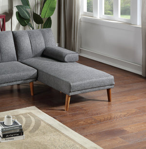English Elm Blue 2pc Adjustable Sectional Sofa Set with Chaise – Blue Grey Polyfiber Convertible Bed, Solid Wood Legs, Plush Comfort HS00F8515-F8516-ID-AHD
