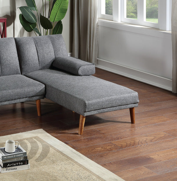 English Elm Blue 2pc Adjustable Sectional Sofa Set with Chaise – Blue Grey Polyfiber Convertible Bed, Solid Wood Legs, Plush Comfort HS00F8515-F8516-ID-AHD