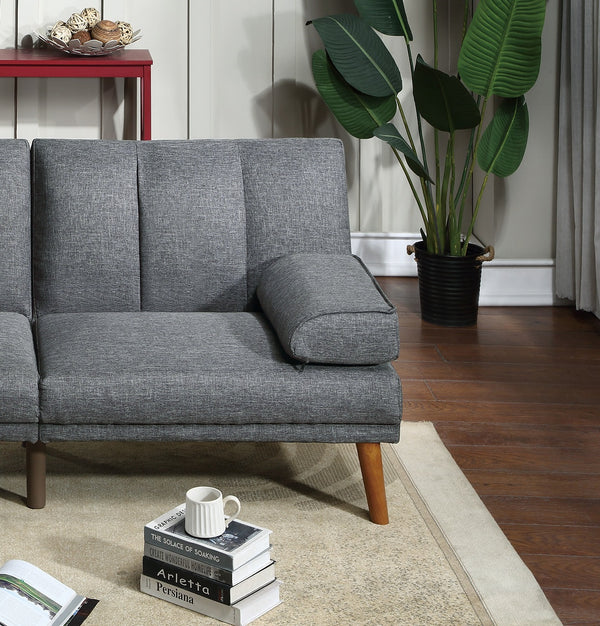 English Elm Blue 2pc Adjustable Sectional Sofa Set with Chaise – Blue Grey Polyfiber Convertible Bed, Solid Wood Legs, Plush Comfort HS00F8515-F8516-ID-AHD