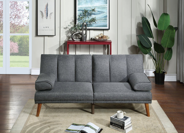 English Elm Blue 2pc Adjustable Sectional Sofa Set with Chaise – Blue Grey Polyfiber Convertible Bed, Solid Wood Legs, Plush Comfort HS00F8515-F8516-ID-AHD