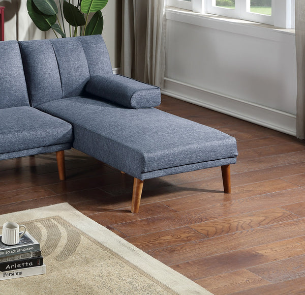 English Elm Navy Adjustable 2pc Sectional Sofa Set with Convertible Chaise, Solid Wood Legs, Plush Polyfiber Comfort HS00F8517-F8518-ID-AHD