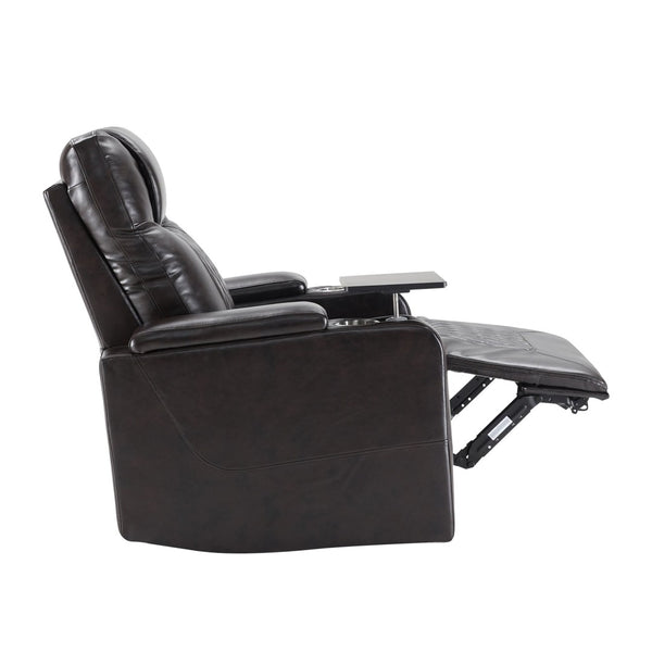 English Elm Power Recliner with Swivel Tray Table Hidden Storage Usb Port Pu Leather Chair SG000630ABB