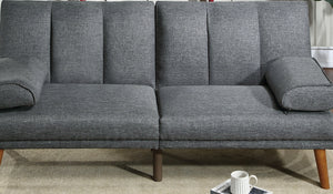 English Elm Blue 2pc Adjustable Sectional Sofa Set with Chaise – Blue Grey Polyfiber Convertible Bed, Solid Wood Legs, Plush Comfort HS00F8515-F8516-ID-AHD