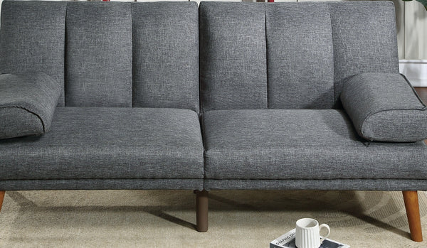 English Elm Blue 2pc Adjustable Sectional Sofa Set with Chaise – Blue Grey Polyfiber Convertible Bed, Solid Wood Legs, Plush Comfort HS00F8515-F8516-ID-AHD