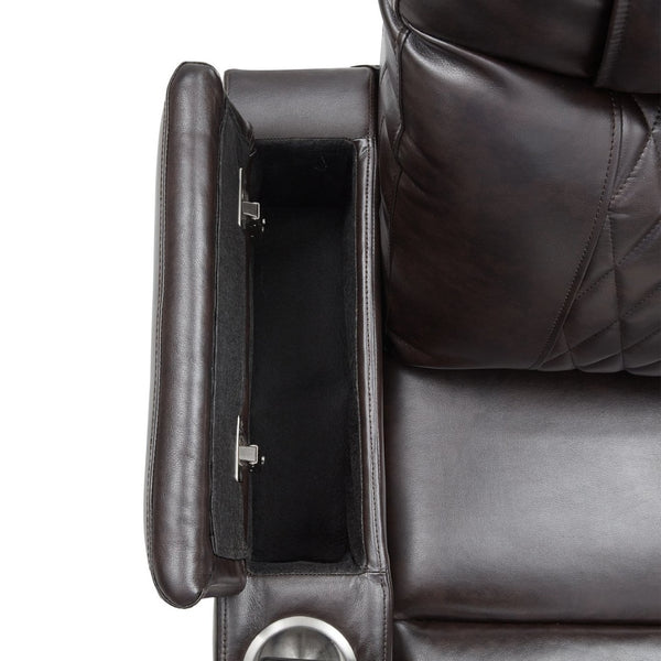 English Elm Power Recliner with Swivel Tray Table Hidden Storage Usb Port Pu Leather Chair SG000630ABB