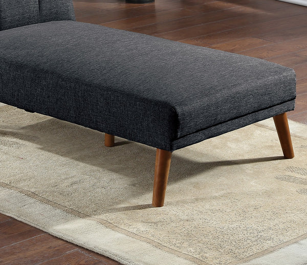 English Elm Black Polyfiber 2Pc Adjustable Sectional Sofa Set - Modern Living Room Couch With Solid Wood Legs HS00F8513-F8514-IDAHD