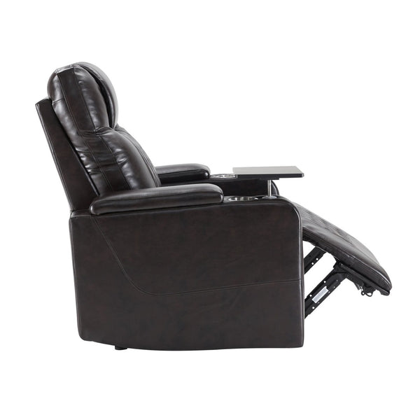 English Elm Power Recliner with Swivel Tray Table Hidden Storage Usb Port Pu Leather Chair SG000630ABB