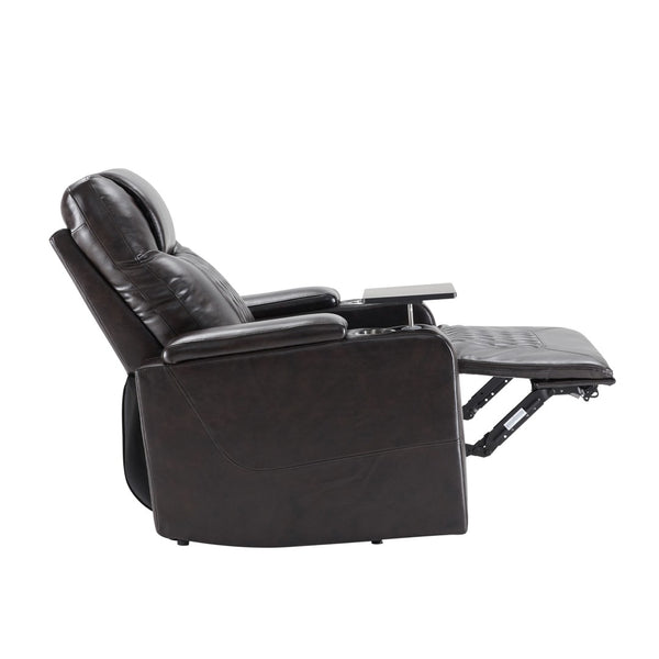 English Elm Power Recliner with Swivel Tray Table Hidden Storage Usb Port Pu Leather Chair SG000630ABB