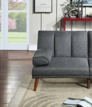 English Elm Blue 2pc Adjustable Sectional Sofa Set with Chaise – Blue Grey Polyfiber Convertible Bed, Solid Wood Legs, Plush Comfort HS00F8515-F8516-ID-AHD