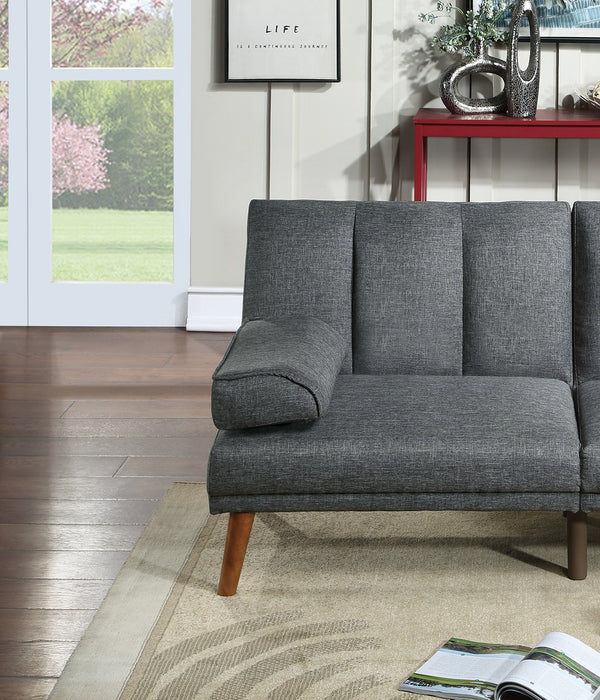 English Elm Blue 2pc Adjustable Sectional Sofa Set with Chaise – Blue Grey Polyfiber Convertible Bed, Solid Wood Legs, Plush Comfort HS00F8515-F8516-ID-AHD