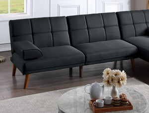 English Elm Black Adjustable Tufted Sofa With Solid Wood Legs – Stylish Comfort For Living Rooms & Guests HS00F8519-ID-AHD