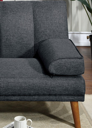 English Elm Black Polyfiber 2Pc Adjustable Sectional Sofa Set - Modern Living Room Couch With Solid Wood Legs HS00F8513-F8514-IDAHD