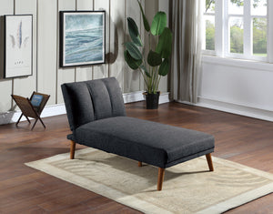 English Elm Black Polyfiber Adjustable Chaise Bed - Versatile Retro-Modern Couch With Solid Wood Legs & Cushions HS00F8514-ID-AHD