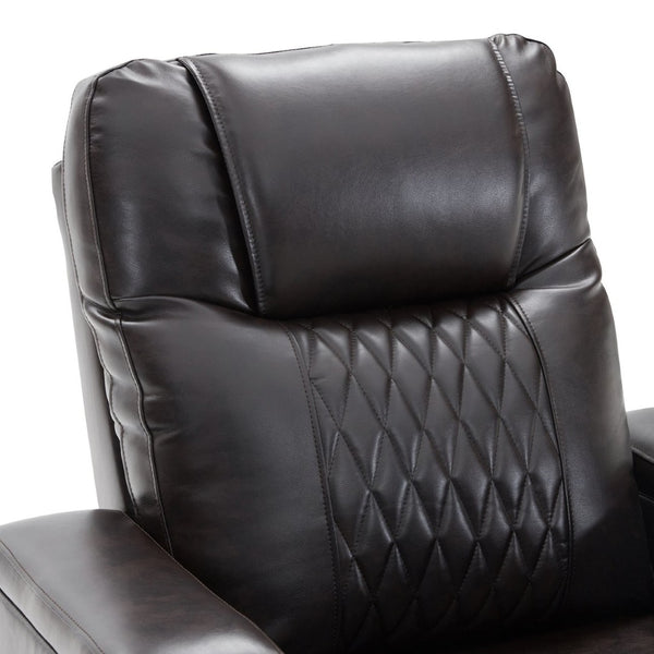 English Elm Power Recliner with Swivel Tray Table Hidden Storage Usb Port Pu Leather Chair SG000630ABB