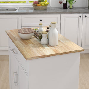 English Elm Kitchen Rolling Island Cart with Rubberwood Top Locking Casters and Built-in Towel Rack W28235386