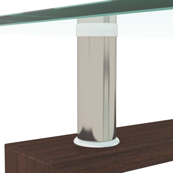 English Elm Rectangle Two Tier Tempered Glass Coffee Table Modern Iron Frame Living Room Accent Walnut W241P367357