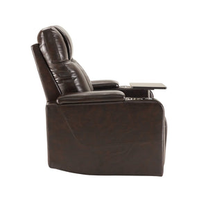 English Elm Power Recliner with Swivel Tray Table Hidden Storage Usb Port Pu Leather Chair SG000630ADD