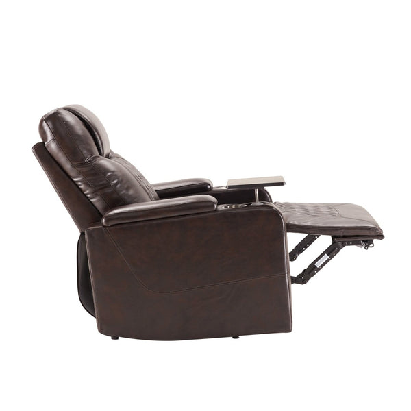 English Elm Power Recliner with Swivel Tray Table Hidden Storage Usb Port Pu Leather Chair SG000630ADD