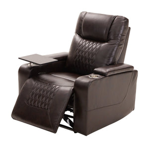 English Elm Power Recliner with Swivel Tray Table Hidden Storage Usb Port Pu Leather Chair SG000630ADD
