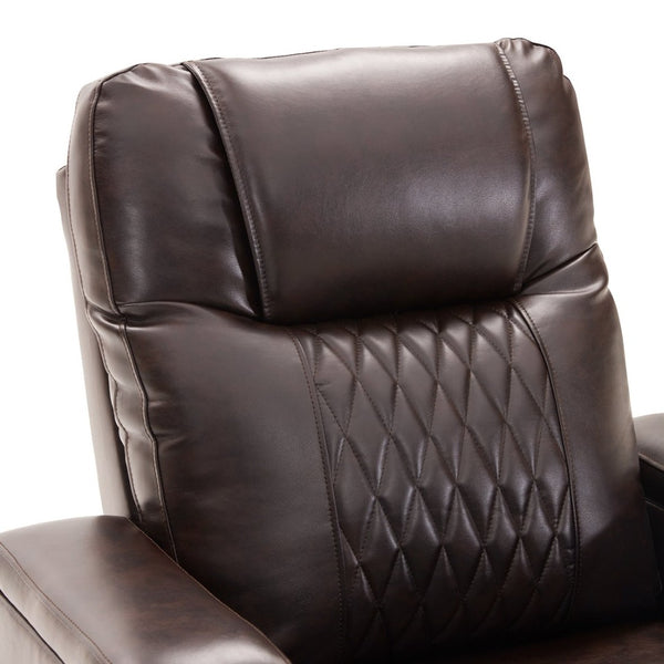 English Elm Power Recliner with Swivel Tray Table Hidden Storage Usb Port Pu Leather Chair SG000630ADD