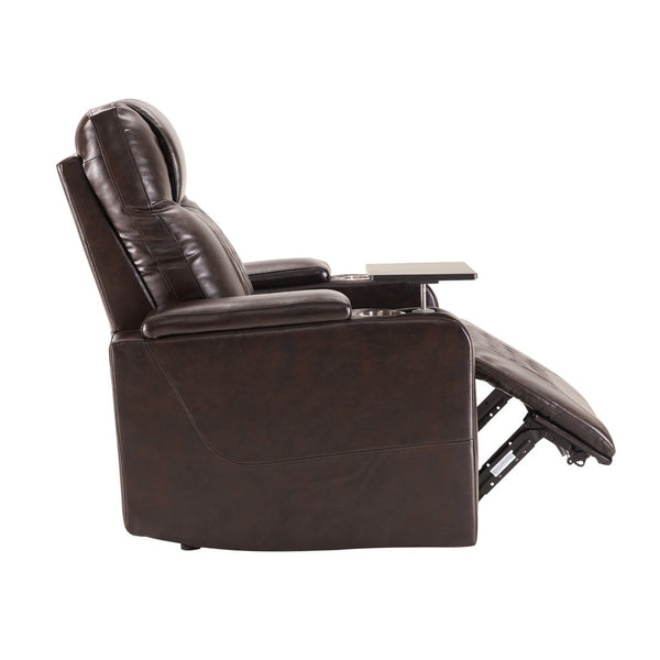 English Elm Power Recliner with Swivel Tray Table Hidden Storage Usb Port Pu Leather Chair SG000630ADD