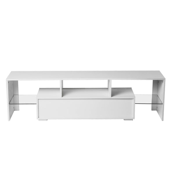 English Elm Fashiontvstandtvcabinet,entertainmentcenter,tvstationtv Console Rgb Led Glass Shelf Modern White W67933541