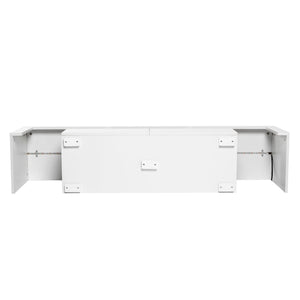 English Elm Fashiontvstandtvcabinet,entertainmentcenter,tvstationtv Console Rgb Led Glass Shelf Modern White W67933541