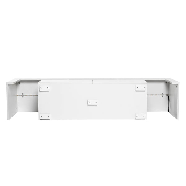 English Elm Fashiontvstandtvcabinet,entertainmentcenter,tvstationtv Console Rgb Led Glass Shelf Modern White W67933541