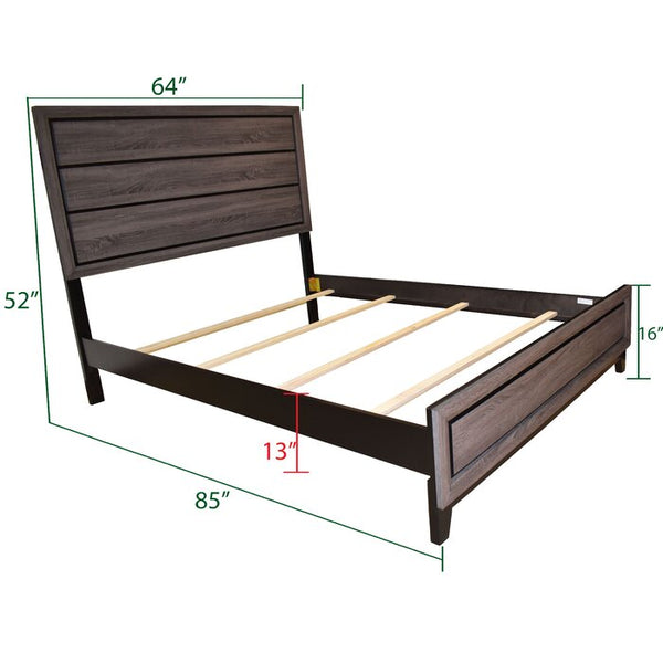 English Elm Queen Sierra Queen Bed Contemporary Rustic Gray Panel Headboard & Footboard with Subtle Black Accents, Stylish Elegance 808857916389