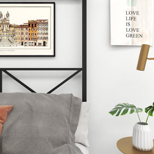 English Elm Metal Queen Platform Bed Frame Black - Reinforced X Design, 500lb Capacity, Noise-Free, 12.4" Storage Space W84034643