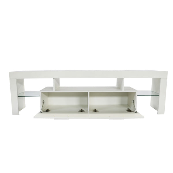 English Elm Fashiontvstandtvcabinet,entertainmentcenter,tvstationtv Console Rgb Led Glass Shelf Modern White W67933541