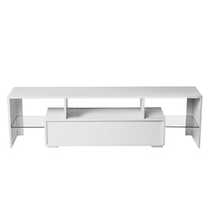 English Elm Fashiontvstandtvcabinet,entertainmentcenter,tvstationtv Console Rgb Led Glass Shelf Modern White W67933541