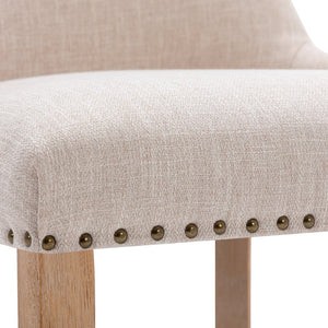 English Elm Hengming Fabric Dining Chairs Set of 2 — Padded Beige Upholstery, Solid Rubberwood Frame, 280lb Capacity, Nailtrim Elegance W21236781