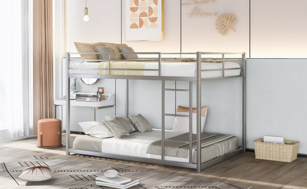 English Elm Full Over Low Profile Steel Bunk Bed with Guardrail and Integrated Ladder MF285536AAN